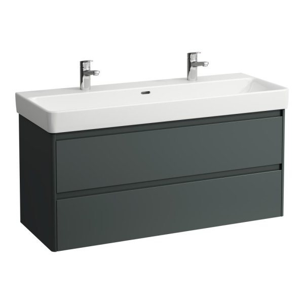 Laufen Base 2.0 1200 x 450mm 2 Drawer Vanity Unit (for Pro S Basin) - Traffic Grey