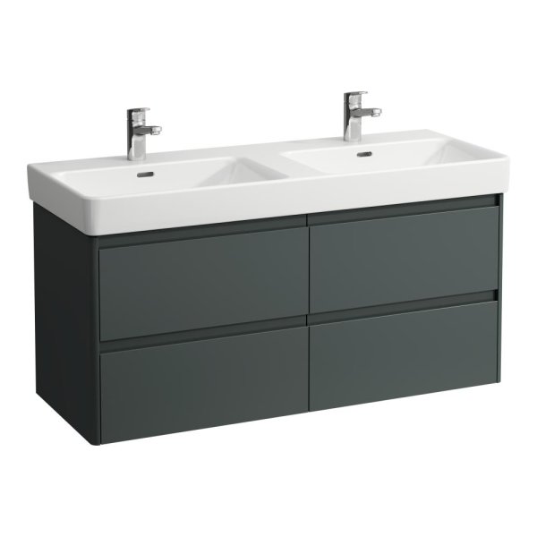 Laufen Base 2.0 1200 x 450mm 4 Drawer Double Vanity Unit (for Pro S Basin) - Traffic Grey