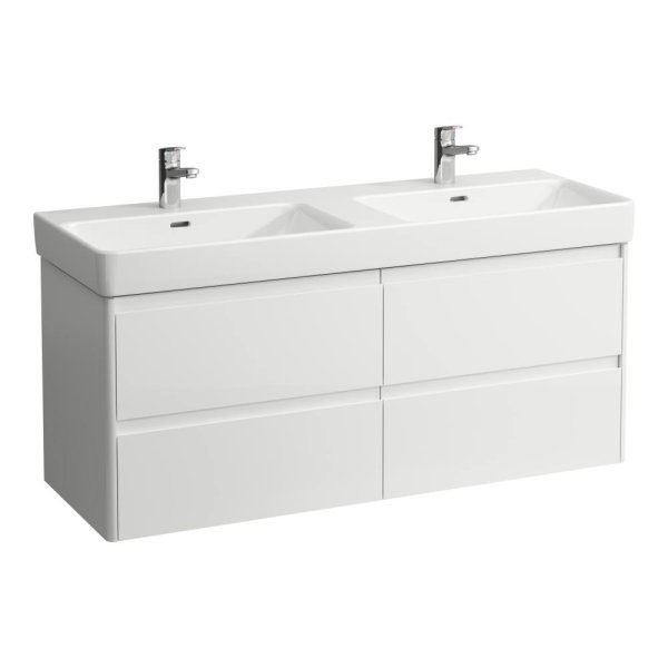 Laufen Base 2.0 1300 x 450mm 4 Drawer Double Vanity Unit (for Pro S Basin) - Gloss White