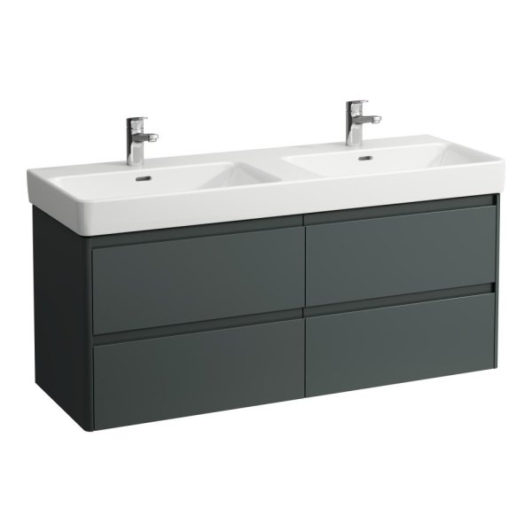 Laufen Base 2.0 1300 x 450mm 4 Drawer Double Vanity Unit (for Pro S Basin) - Traffic Grey