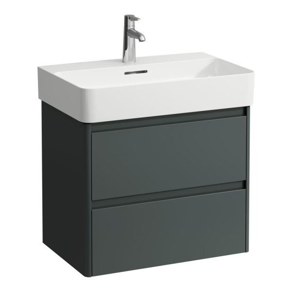 Laufen Base 2.0 650 x 400mm 2 Drawer Vanity Unit (for VAL Basin) - Traffic Grey