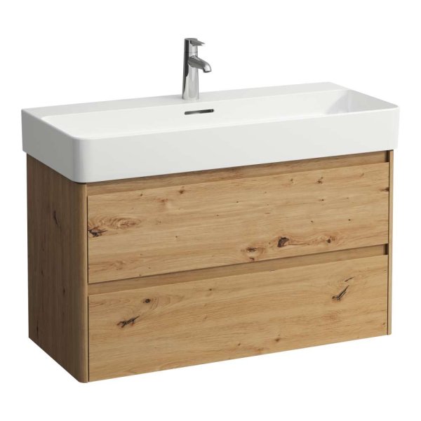 Laufen Base 2.0 950 x 400mm 2 Drawer Vanity Unit (for VAL Basin) - Wild Oak