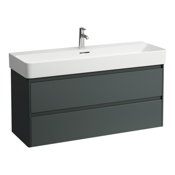 Laufen Base 2.0 1200 x 400mm 2 Drawer Vanity Unit (for VAL Basin) - Traffic Grey