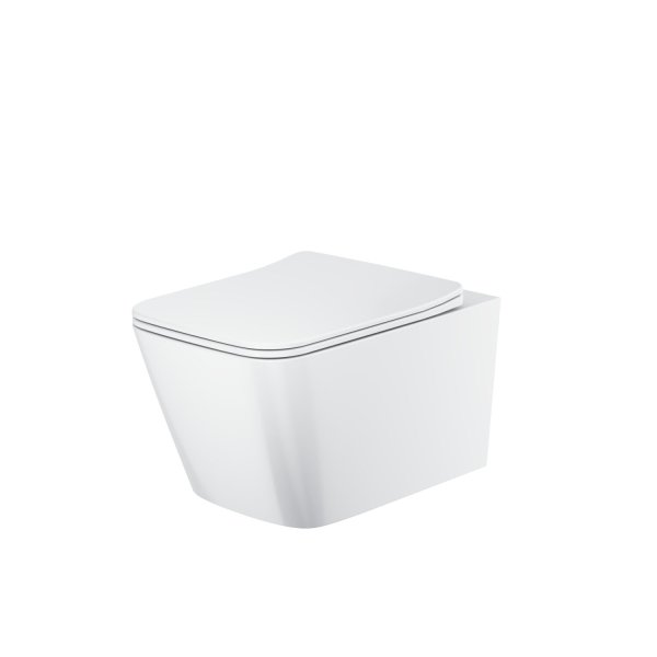 Scudo Riviera Square Wall-Hung Rimless Toilet & Seat - White