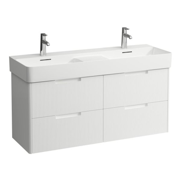 Laufen Juna 1200 x 400mm 4 Drawer Double Vanity Unit (for VAL Basin) - Matt White