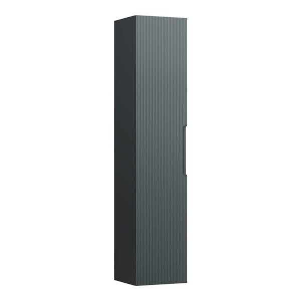 Laufen Juna 1650 x 335mm 1 Door Left Hand Tall Cabinet with Glass Shelves - Traffic Grey