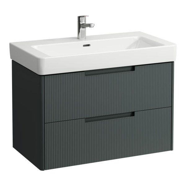 Laufen Juna 850 x 450mm 2 Drawer Vanity Unit (for Pro S Basin) - Traffic Grey
