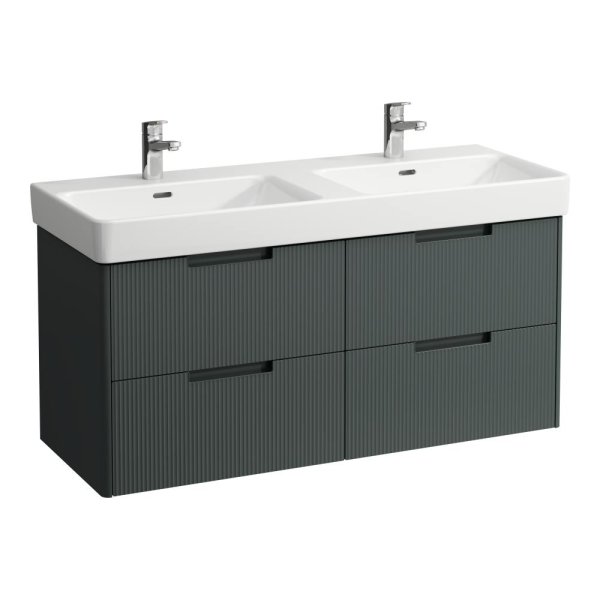 Laufen Juna 1200 x 450mm 4 Drawer Double Vanity Unit (for Pro S Basin) - Traffic Grey