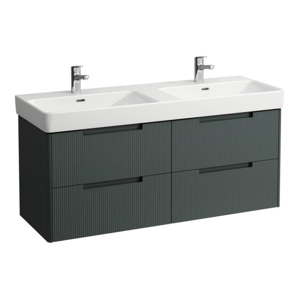 Laufen Juna 1300 x 450mm 4 Drawer Double Vanity Unit (for Pro S Basin) - Traffic Grey