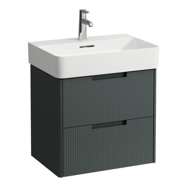 Laufen Juna 600 x 400mm 2 Drawer Vanity Unit (for VAL Basin) - Traffic Grey