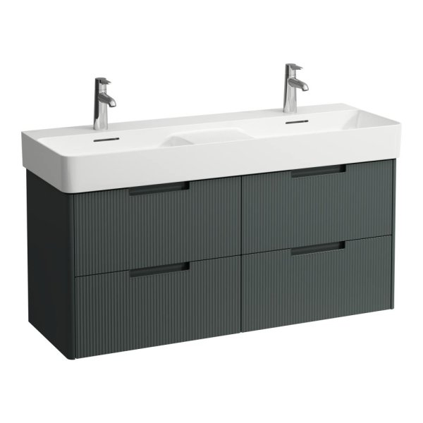 Laufen Juna 1200 x 400mm 4 Drawer Double Vanity Unit (for VAL Basin) - Traffic Grey