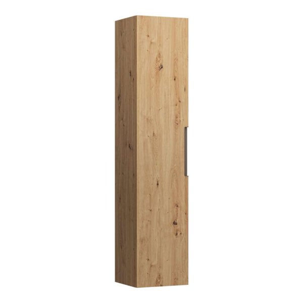 Laufen Juna 1650 x 335mm 1 Door Left Hand Tall Cabinet with Glass Shelves - Wild Oak