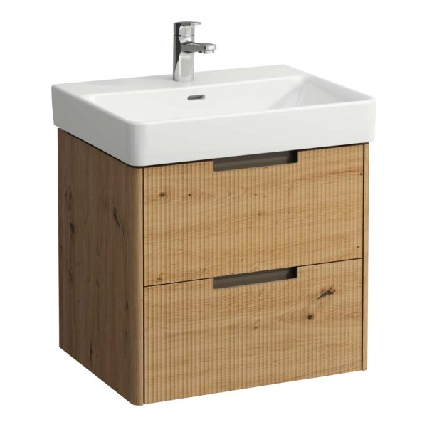 Laufen Juna 600 x 450mm 2 Drawer Vanity Unit (for Pro S Basin) - Wild Oak