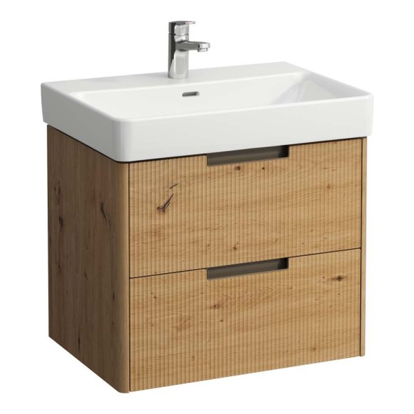 Laufen Juna 650 x 450mm 2 Drawer Vanity Unit (for Pro S Basin) - Wild Oak
