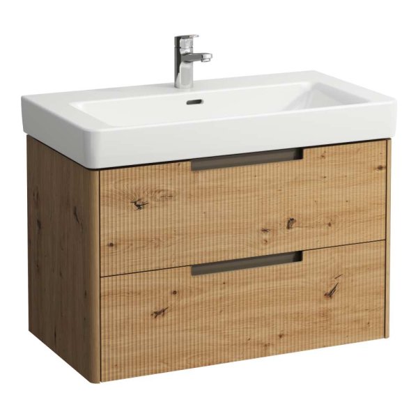 Laufen Juna 850 x 450mm 2 Drawer Vanity Unit (for Pro S Basin) - Wild Oak