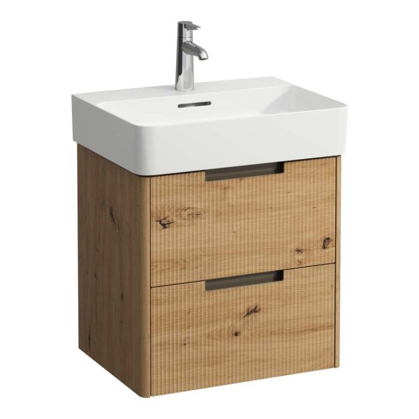 Laufen Juna 550 x 400mm 2 Drawer Vanity Unit (for VAL Basin) - Wild Oak
