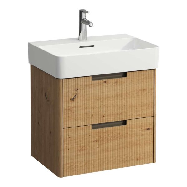 Laufen Juna 600 x 400mm 2 Drawer Vanity Unit (for VAL Basin) - Wild Oak