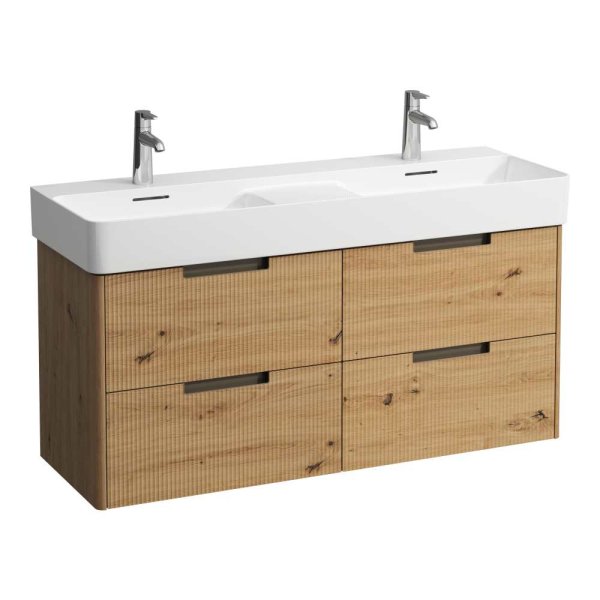 Laufen Juna 1200 x 400mm 4 Drawer Double Vanity Unit (for VAL Basin) - Wild Oak
