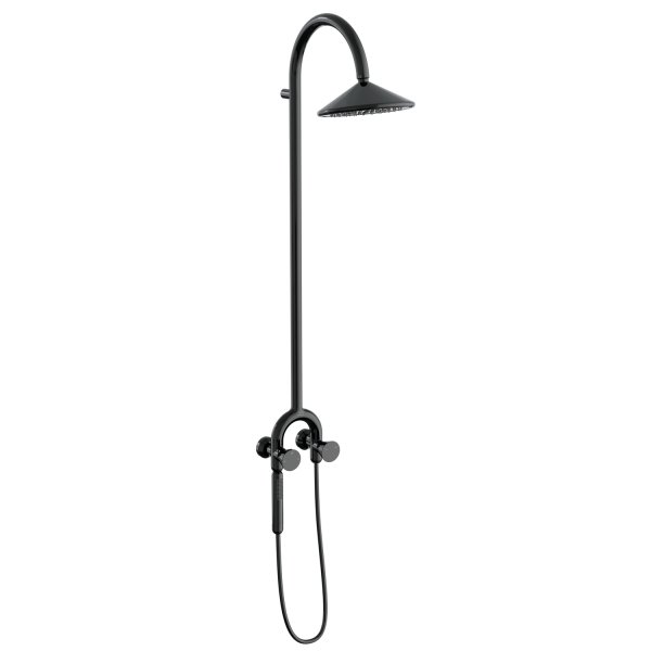 Vitra Liquid Thermostatic Shower Column with Magnetic Hand Shower - Gloss Black
