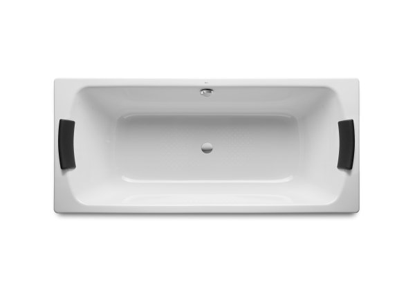 Roca Lun Plus 1800 x 800mm Rectangular Steel Bath with Anti-Slip Base