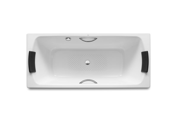 Roca Lun Plus 1700 x 750mm Rectangular Steel Bath with Anti-Slip Base & Grips