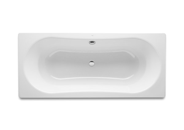 Roca Duo Plus 1800 x 800mm Double-Ended Rectangular Steel Bath with Anti-Slip Base