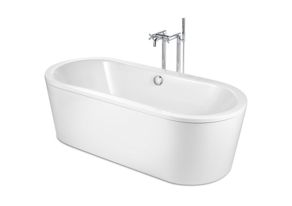 Roca Duo Plus 1800 x 800mm Freestanding Oval Steel Bath with Anti-Slip Base