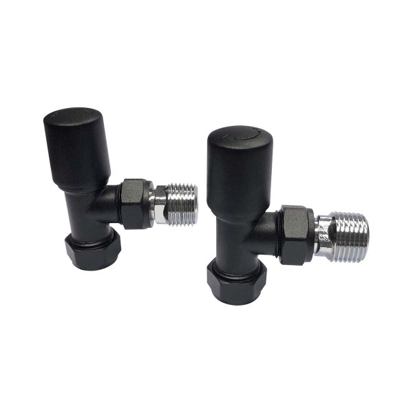 Scudo Angled Radiator Valves (Pair) - Black