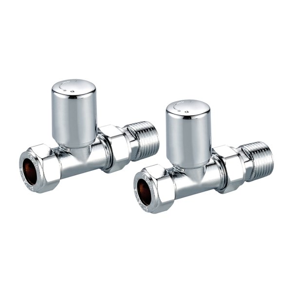 Scudo Straight Radiator Valves (Pair) - Chrome