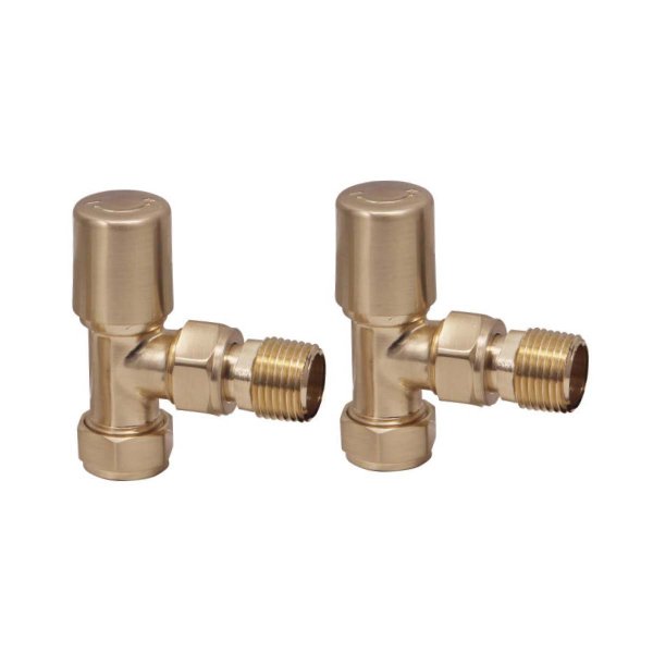 Scudo Angled Radiator Valves (Pair) - Brushed Brass