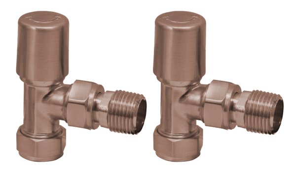 Scudo Angled Radiator Valves (Pair) - Brushed Bronze