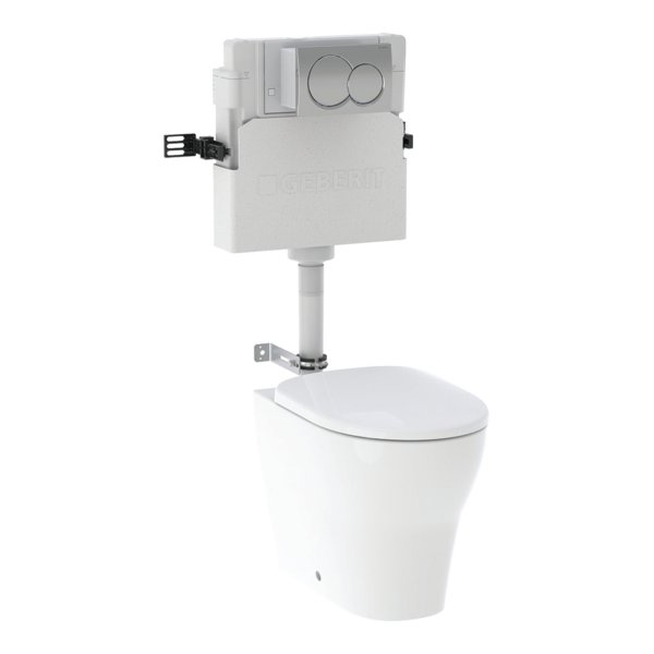 Geberit Back-to-Wall 4-in-1 Cistern, Flush Plate, Selnova Rimless Pan & Soft Close Seat Combi-Pack