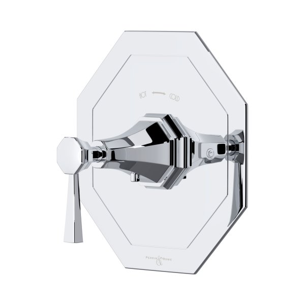Perrin & Rowe Deco Concealed Thermostatic Shower Mixer with Lever Handle - Chrome