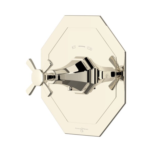 Perrin & Rowe Deco Concealed Thermostatic Shower Mixer with Crosstop Handle - Nickel