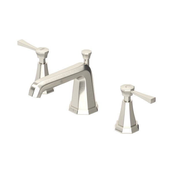 Perrin & Rowe Deco Three-Hole Basin Mixer with Lever Handles - Pewter
