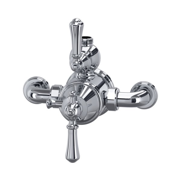 Perrin & Rowe Georgian Exposed Thermostatic Shower Mixer with Lever Handles - Chrome