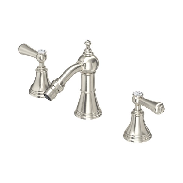Perrin & Rowe Georgian Three-Hole Bidet Mixer with Lever Handles - Pewter