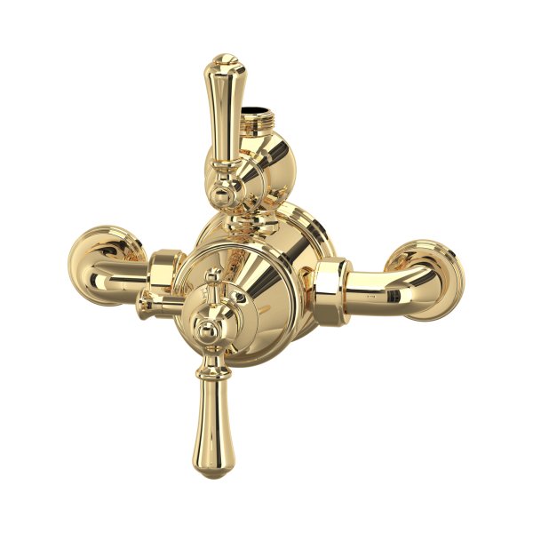 Perrin & Rowe Georgian Exposed Thermostatic Shower Mixer with Lever Handles - Polished Brass