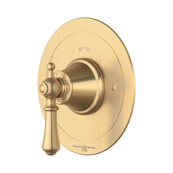 Perrin & Rowe Georgian Concealed Thermostatic Shower Mixer with Lever Handle - Satin Brass