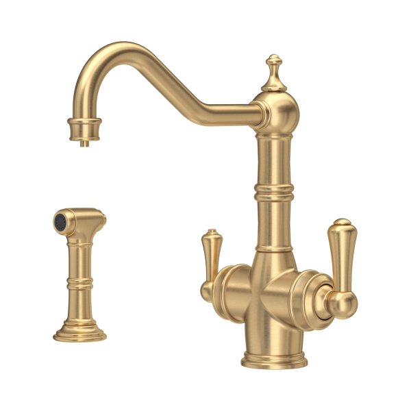 Perrin & Rowe Provence 3-in-1 Instant Hot Water Tap with Rinse - Satin Brass