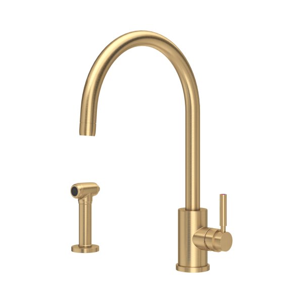 Perrin & Rowe Juliet Single Lever Sink Mixer with Rinse - Satin Brass