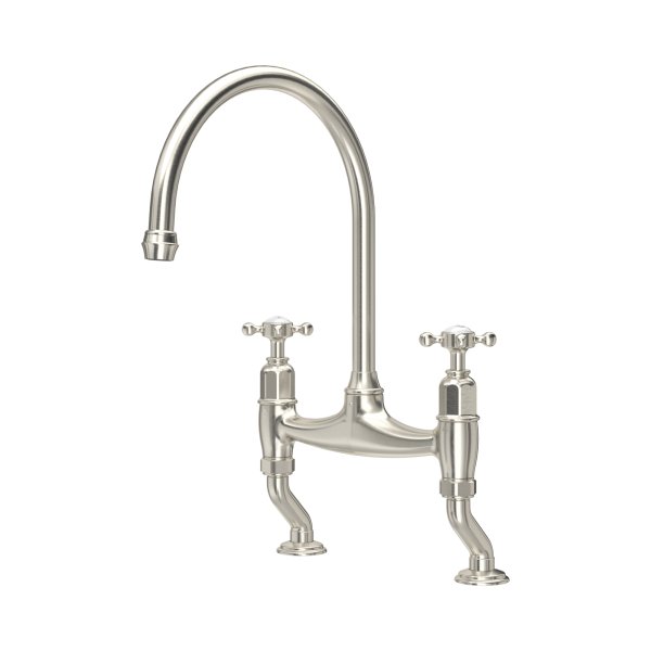 Perrin & Rowe Ionian Bridge Sink Mixer (Crosstop) - Pewter