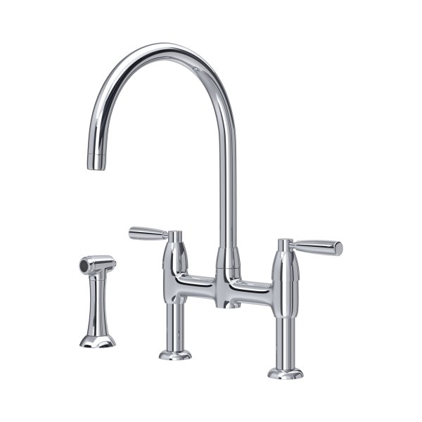 Perrin & Rowe Langbourn Bridge Sink Mixer with Rinse - Chrome