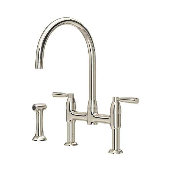 Perrin & Rowe Langbourn Bridge Sink Mixer with Rinse - Nickel