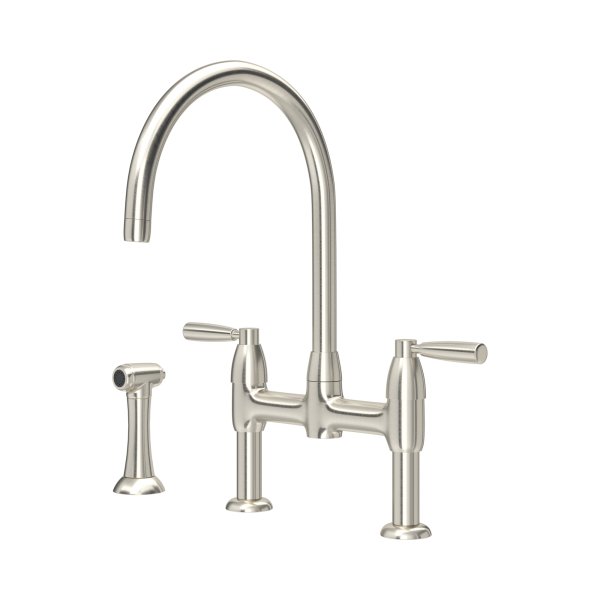 Perrin & Rowe Langbourn Bridge Sink Mixer with Rinse - Pewter