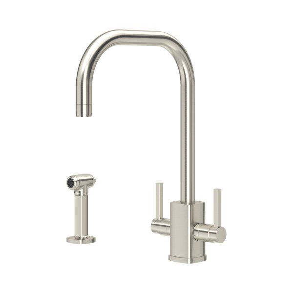 Perrin & Rowe Juliet Square Monobloc Sink Mixer with Rinse - Pewter