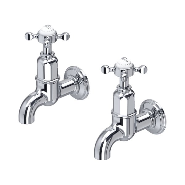 Perrin & Rowe Ionian Crosstop Bibcock Taps (Wall-Mounted) - Chrome