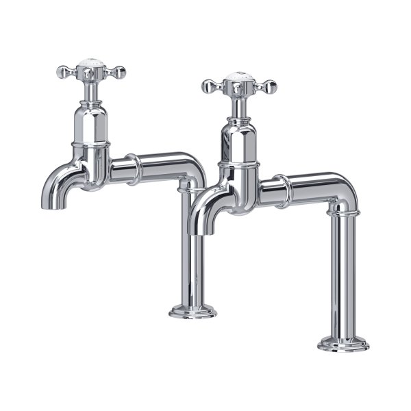 Perrin & Rowe Ionian Crosstop Bibcock Taps - Chrome