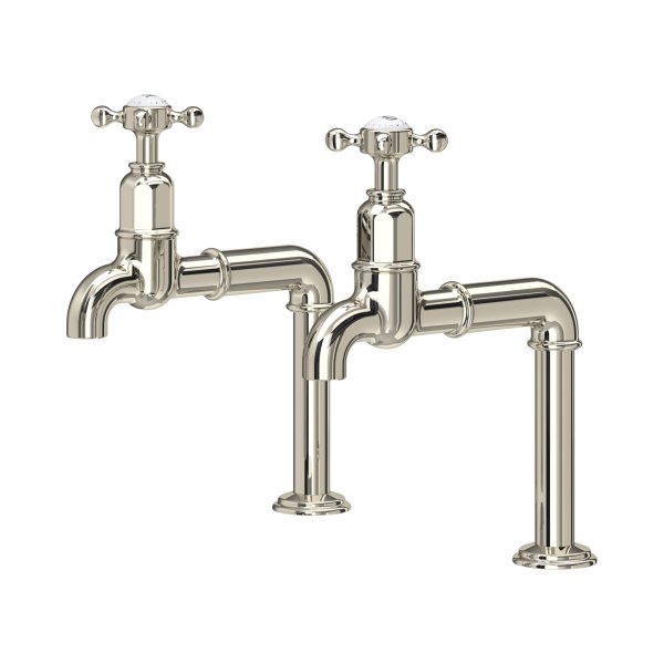 Perrin & Rowe Ionian Crosstop Bibcock Taps - Nickel