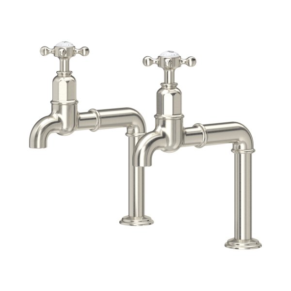 Perrin & Rowe Ionian Crosstop Bibcock Taps - Pewter